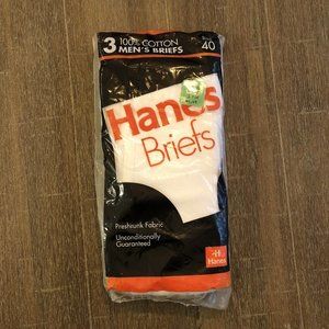 Pack of 3 Mens 1992 Hanes Cotton Briefs Underwear Tighty Whities
